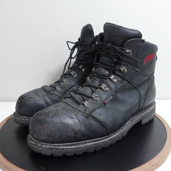 Red Wing Boots Mens Size 11.5 Black‎ Leather Work Steel Toe Vibram Sole EH ASTM - Picture 4 of 10